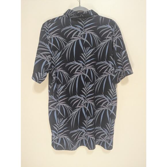 Travis Mathew Shirt Mens XL Black Buzz Words Leaf Print Pima Cotton Polo - Picture 5 of 5
